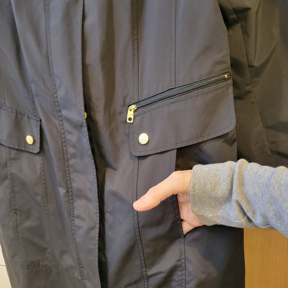 Cole Haan Rain Coat, Size M, Black - Picture 6 of 14
